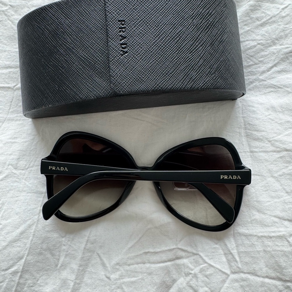 Prada Vintage Silver Logo Oversized Oval Black Mask Sunglasses